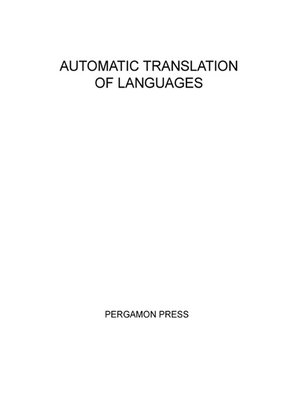 cover image of Automatic Translation of Languages